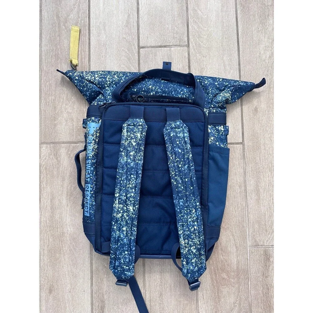 Under Armour Project Rock Duffle Backpack 21.9L Blue Splatter Gym Bag 1364189